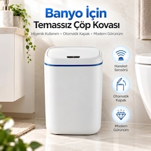 Bay Banyo İçin 20 Litre Temassız Sensörlü Çöp Kovası Beyaz Najmaddin Standart