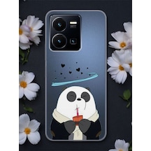 Vivo Y22s Kalpli Panda Tasarımlı Şeffaf Telefon Kılıfı Çok Renkli