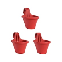 Askılı Balkon Saksı 20 Cm, 3 Litre 3 Adet Kırmızı Belirtilmemis