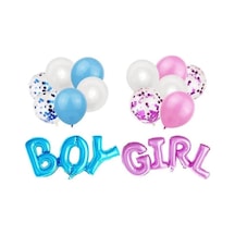 Beysüs Cinsiyet Partisi Girl Boy Mavi Pembe Konfetili Balon Demeti Standart