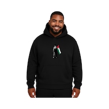 Benroma Özgür Filistin Baskılı Büyük Beden Unisex Sweatshırt Siyah