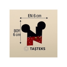 Taşlı Ütülenebilen Veya Sticker Olarak Kullanılabilen ' Mickey N ' Harfi