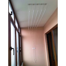 Asansörlü Çamaşır Askısı Tavan Tipi 5 Çubuk 180 CM Beyaz