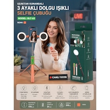 Bluetooth Kumandalı Dolgu Işıklı Led Selfie Çubuğu 170cm Tripod Telefon Standı
