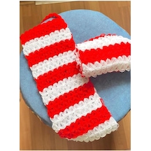 Rapithwin El Yapımı Örgü Doğal Lif Kırmızı 40x16 Cm , Tek Ebat Açık Ahşap