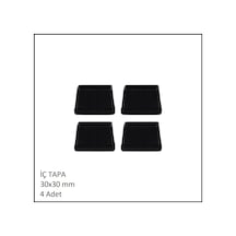 Plastik İç Tapa, Profil Tapası, Kare, Siyah, 30x30 Mm 4 Adet Siyah