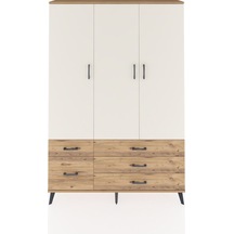 Arges Dolap 5 Raflı 5 Çekmeceli Tek Askılı 132x30x195 Çam-aytaşı/çam Aytası/atlas Çam