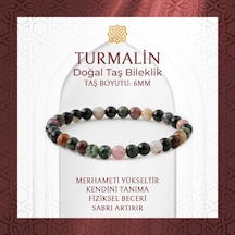 Saff Doğaltaş Renkli Turmalin 6 MM Doğal Taş Bileklik Çok Renkli
