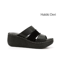 Gönderi(R) Gönderi R Siyah Dolgu Topuk Hakiki Deri Terlik Siyah