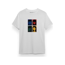 Erased Anime All Main Character Minimal Colorful Art Beyaz Kısa Kol Erkek Tshirt 001