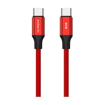Usb C'den Usb C'ye 60w, 2.4a, 1m, Pd 2.0, Çift Kat Örgülü Hızlı Şarj Ve Data Kablosu Kırmızı, Standart