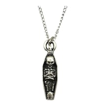 Tabut İçinde İskelet Figürlü Unisex Kolye 60 Cm Zincirli Gotik, Antik Ve Mistik Tasarım Çok renkli