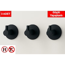 3 Adet Yuvarlak Plastik Güçlü Yapışkanlı Kancalı Çok Amaçlı Askılık Kapı Arkası Bornoz Askılığı Siya Diğer
