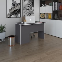 Kenzlife Ofis Masası Miyamoto Gri Sağ 75 120 60 Kilitli Kapaklı Dolap Bilgisayar Çalışma Masası Beyaz