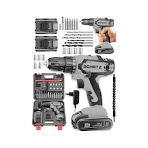 Schatz Pro 12v 1.5 Ah Darbeli Çelik Şanzıman Çift Akülü Bakır Sargılı Şarjlı Vidalama Matkap 24 Parça Gri -