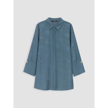 LC Waikiki Lc Waıkıkı Petrol Desenli Oversize Kadın Gömlek Tunik
