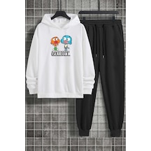 Uyguntarz Unisex Gumball Baskılı Eşofman Takımı Beyaz