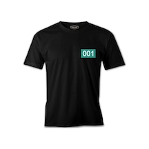 Squid Game-Number 001 Göğüs Logo Siyah Erkek Tshirt