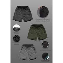 Nature The Brand 3 Lü Paket Unisex Gym Ve Fitness Astarlı Taytlı Şort Gizli Cep Detaylı Karışık Renkler