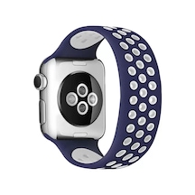 Newface Apple Watch 38mm Ayarlı Delikli Silikon Kordon - Lacivert-beyaz Diğer