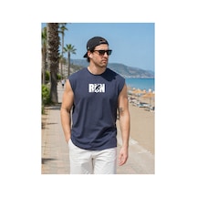 Urbantrendstore Baskılı Unisex Erkek Pamuklu Antrenman Sporcu Atleti Oversize Kolsuz T-shirt Füme