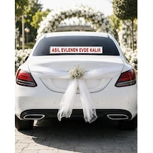 Asıl Evlenen Evde Kalır Araba Arkası Yazısı 100 15 Cm Beyaz