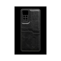 Redmi Note 12 Pro 4g Kılıf Sara Kartvizitli Deri Kılıf - Siyah İtdark43913