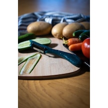 Solingen Simli Yeşil Dikey Soyacak Paslanmaz Alman Çeliği, Ergonomik Sap, Çift Yönlü Kesici Ağız-198 Yeşil