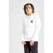 Watercolor Owl Baskılı Unisex Çocuk Kapüşonlu Beyaz Sweatshirt Beyaz