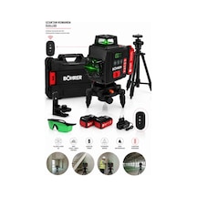 16 Çizgi 4d Şarjlı Ba011319 Lazer Hizalama 360 Yeşil Lazer Uzaktan Kumandalı Tripodlu Çift Bataryalı