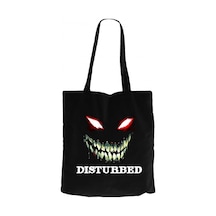 Disturbed Teeth and Eyes Siyah Kanvas Bez Çanta Siyah