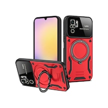 Xiaomi Redmi Note 10s Kılıf Joy Lens Standlı Kapak - Kırmızı