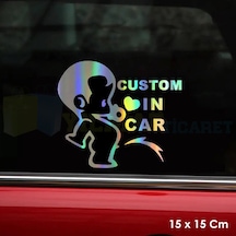 İşeyen Yaramaz Çocuk Hologram Oto Sticker Araba Etiket Yapıştırma