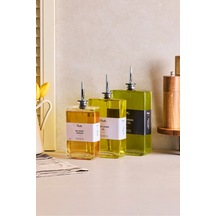 Molivet 3'lü Silver Kapak Cam Yağdanlık Sosluk Sirkelik 350-500-750 Ml Seffaf Şeffaf