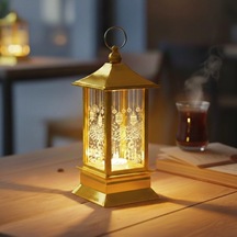 Ramazan Temalı Gold Kare Kubbe Led Lamba Altın
