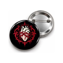 Dikenli Anatomik Kalp - 58mm Rozet Çok Renkli