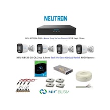 Neutron 2mp 4 Kameralı Gece Renkli Sesli Dış Ortam Ahd Full Kamera Seti 1tb Disk Neu-ab120-28-ca
