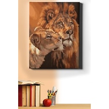 Webstyle Aslanların Aşkı Sayılarla Boyama Seti Kasnaklı 50x65 Cm