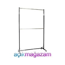 Açıkmağazam Çift Katlı Ayarlı Tekerlekli Askı Eşek - 125Xh175- 235 Cm Siyah