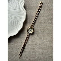 Retro Minimal Metal Kordon Vintage Kadın Kol Saati İçi Beyaz Altın 06362556