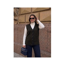 Onno Style Women Desenli Çelik Örgü Klasik Triko Yelek Lacivert