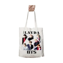 Art Hediye Kişiye Özel Bts İki Tarafı Kalıcı Baskılı Yıkanabilir Çanta Çok Renkli