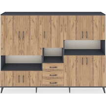 Arges Dolap 13 Raflı 3 Çekmeceli 9 Kapaklı 220x30x163 Antrasit-ça Antrasit-çam