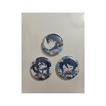 Anime Buton Rozet Seti, 37 Mm Çapında, 3 Adet Renkli Rozet Açık Kahverengi