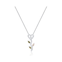 Diamond Line-Gülaylar - Beyaz Altın 14 Ayar Kalp Kolye