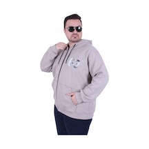 Starbattal Büyük Beden Kapüşonlu Sweat Double Face Sixty Three 25704 Bej Bej