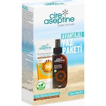 Cire Aseptine Avantajlı Yaz Paketi Yüz Güneş Koruyucu Spf 50+ Yaşlanma Ve Leke Karşıtı 50ml İle Bronzlaştırıcı Güneş Yağı 90ml
