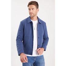 Tudors Erkek Slim Fit Dar Kesim Çift Cepli Çıtçıt Kapamalı Lacivert Mont-46277 Lacivert