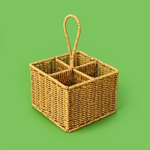 Hasır Dik Kaşıklık - Açık Kahverengi - 29x19x19 Cm Çok Renkli
