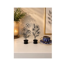Minimalist Line Art Çiçek Saksı Dekoru 2 Li Set 3d Baskı
